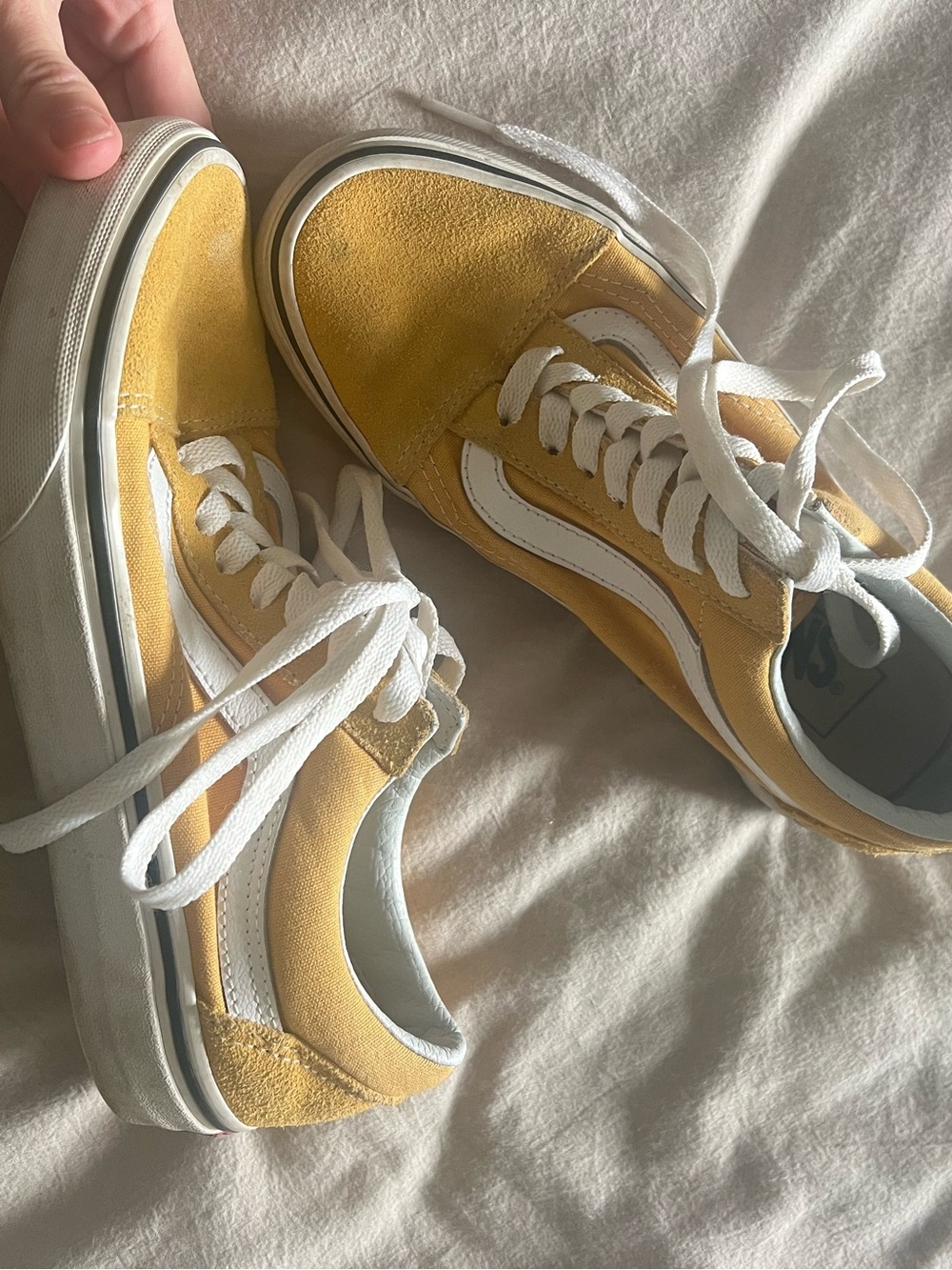 Vans Yellow Suede Old Skool Sneakers with White Stripe